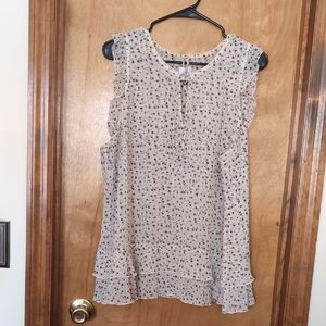 CAbi Cream Floral Ruffle Blouse